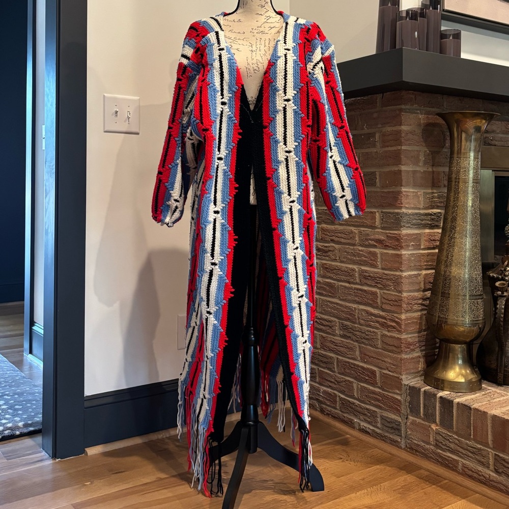 NSF Red and Blue Patterned Cardigan
